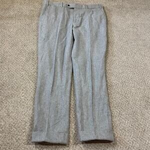 Luxire Pants Mens 38* Wool Flat Front Trousers Straight Leg Dress Slacks Grey